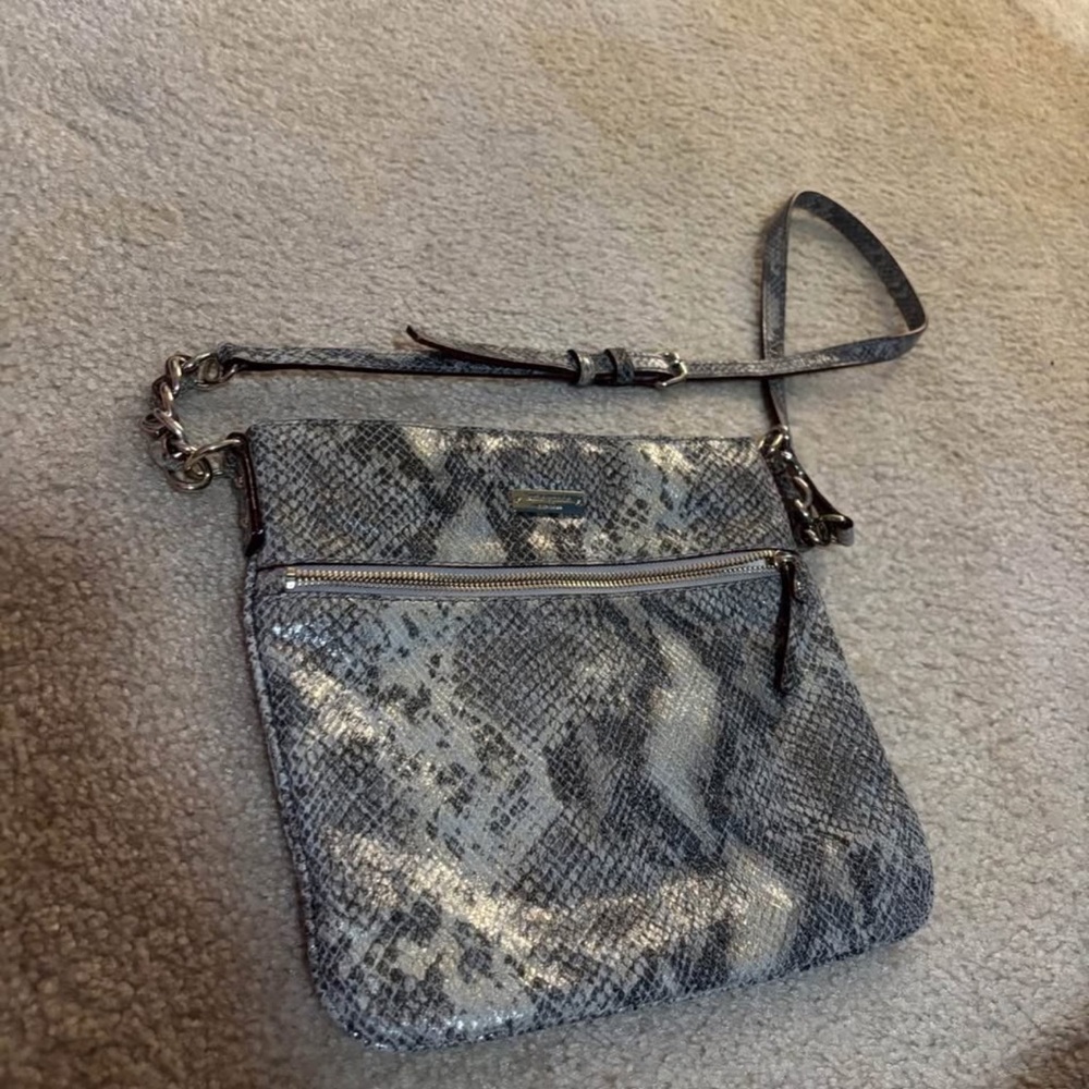 Kate Spade Gray Crossbody Bag with Snakeskin Pattern